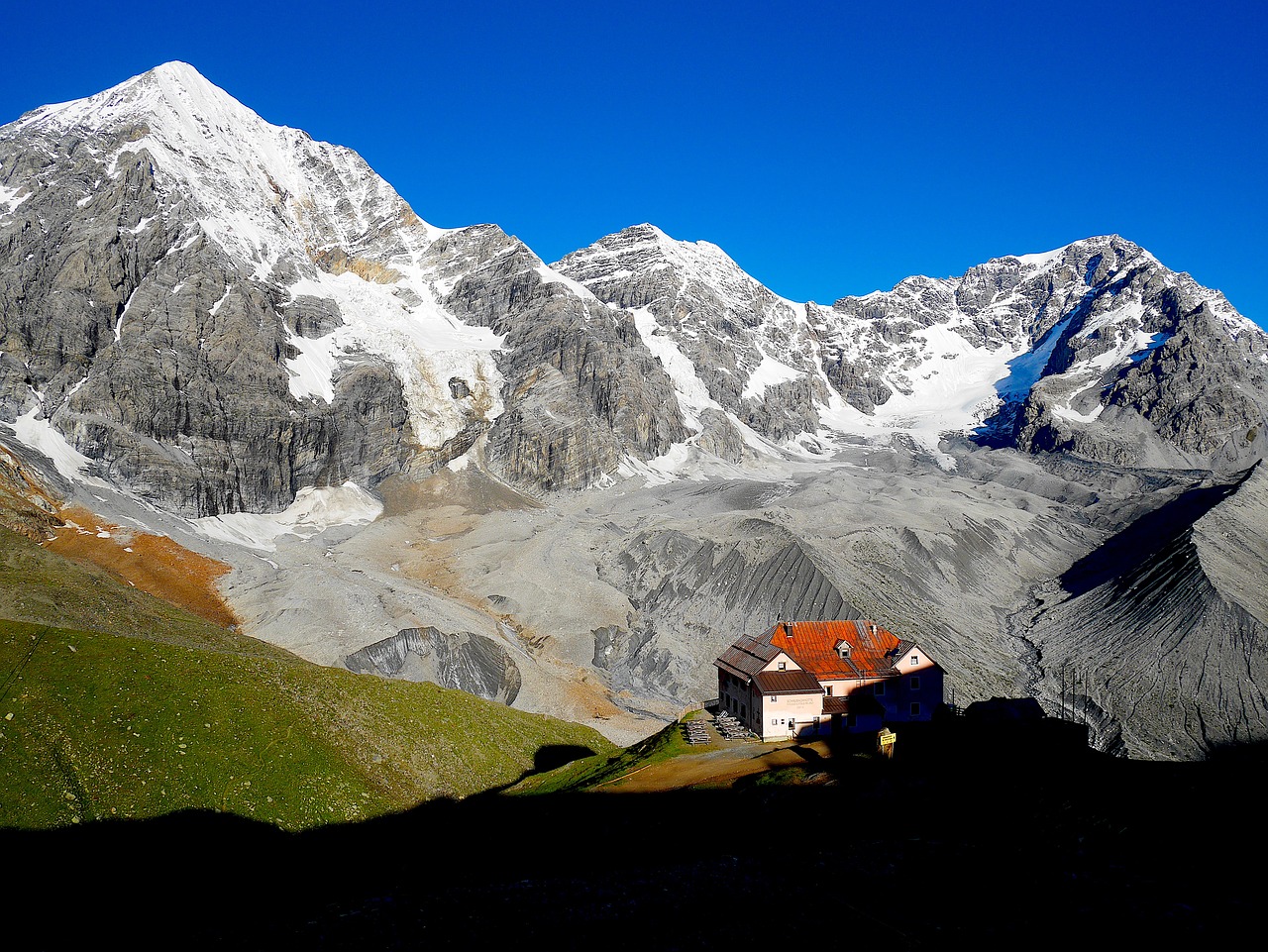 mountain, hut, mountain hut, alm hut, landscape, alm, alpine hut, hike, alp, nature, mountain landscape, grasslands, schaubach, schaubach hut